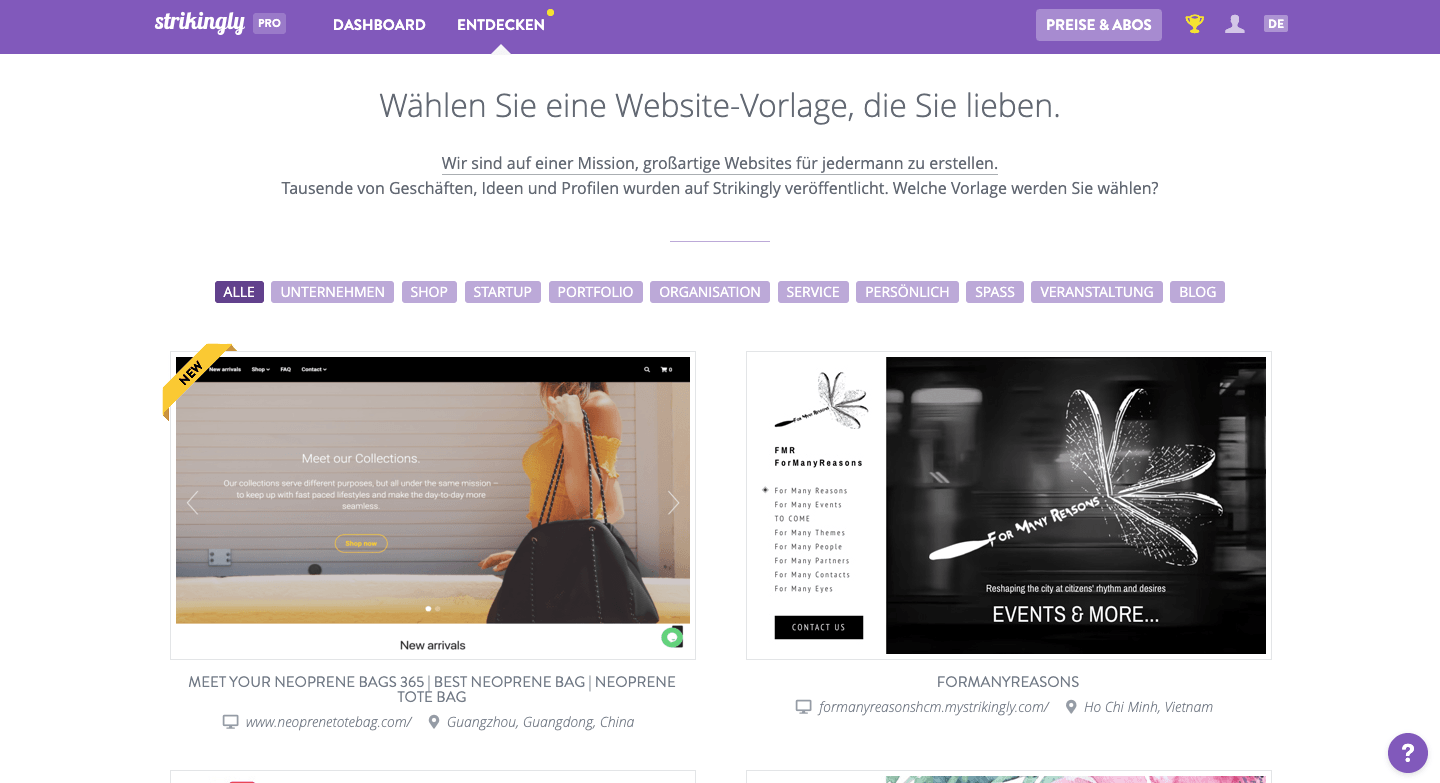 Strikingly Vorlagenseite Strikingly Vorlagenseite